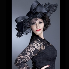 add some vintage glamour with this covetable black guibert hat with pleated crin and bow detail.
