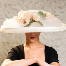 beautiful large summer sombrero, trimmed with tulle and roses. by acclaimed milliners herald & heart, famed for designing the hat worn by andi macdowell in the film four weddings and a funeral.
