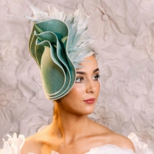 pale green headpiece new from guibert millinery