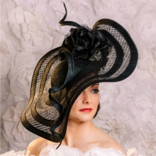 basket woven hat in black by guibert millinery 