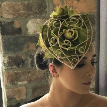 guibert rose headpiece in green and gold
