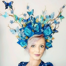 dramatic butterfly & rose headpiece