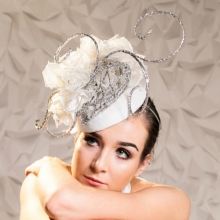 white and silver guibert headpiece